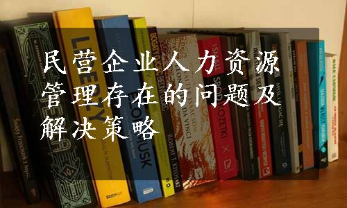 民营企业人力资源管理存在的问题及解决策略