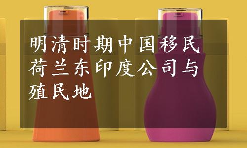 明清时期中国移民荷兰东印度公司与殖民地