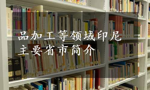 品加工等领域印尼主要省市简介