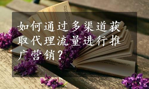 如何通过多渠道获取代理流量进行推广营销？