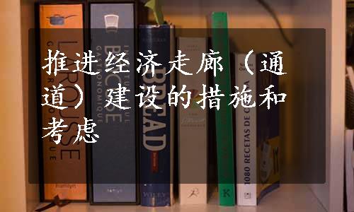 推进经济走廊（通道）建设的措施和考虑