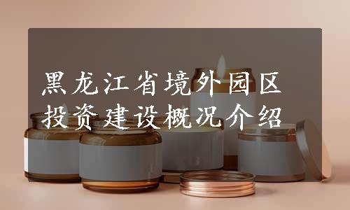 黑龙江省境外园区投资建设概况介绍