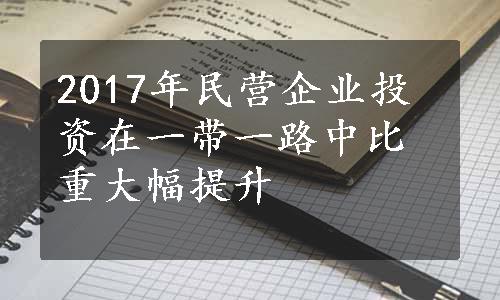 2017年民营企业投资在一带一路中比重大幅提升