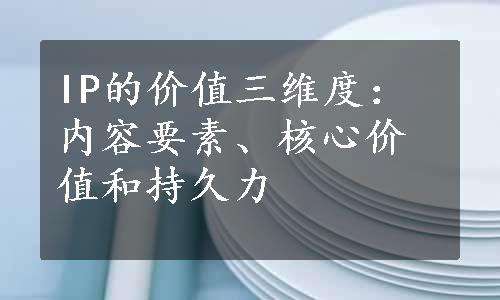 IP的价值三维度：内容要素、核心价值和持久力