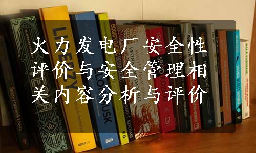 火力发电厂安全性评价与安全管理相关内容分析与评价