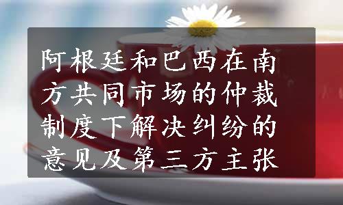 阿根廷和巴西在南方共同市场的仲裁制度下解决纠纷的意见及第三方主张