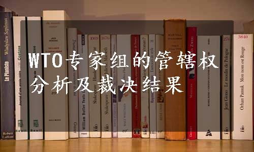 WTO专家组的管辖权分析及裁决结果