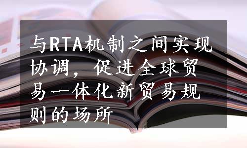 与RTA机制之间实现协调，促进全球贸易一体化新贸易规则的场所