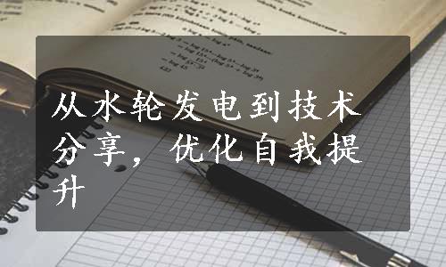 从水轮发电到技术分享，优化自我提升