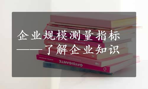 企业规模测量指标——了解企业知识