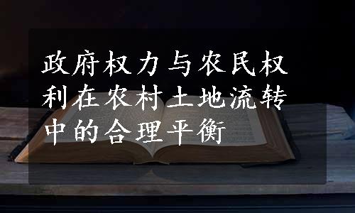 政府权力与农民权利在农村土地流转中的合理平衡