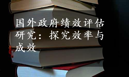 国外政府绩效评估研究：探究效率与成效