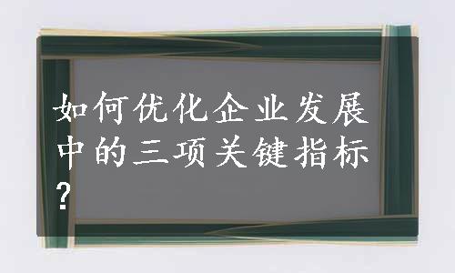 如何优化企业发展中的三项关键指标？