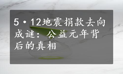 5·12地震捐款去向成谜：公益元年背后的真相