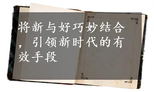 将新与好巧妙结合，引领新时代的有效手段