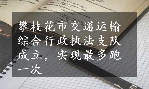 攀枝花市交通运输综合行政执法支队成立，实现最多跑一次