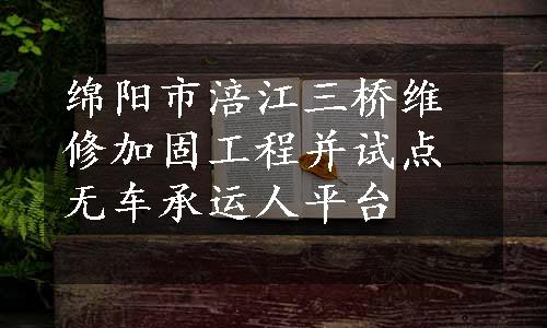 绵阳市涪江三桥维修加固工程并试点无车承运人平台