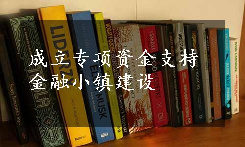 成立专项资金支持金融小镇建设