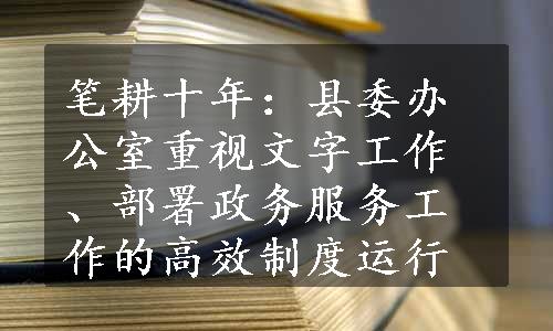 笔耕十年：县委办公室重视文字工作、部署政务服务工作的高效制度运行