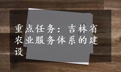 重点任务：吉林省农业服务体系的建设