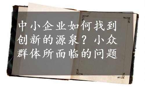 中小企业如何找到创新的源泉？小众群体所面临的问题