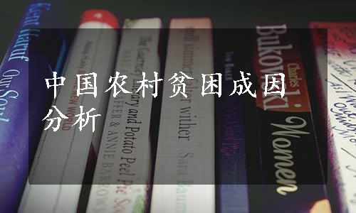 中国农村贫困成因分析