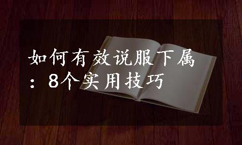 如何有效说服下属：8个实用技巧