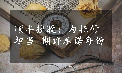 顺丰控股：为托付担当 期许承诺每份