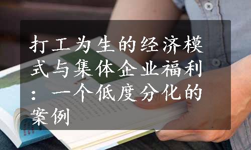 打工为生的经济模式与集体企业福利：一个低度分化的案例