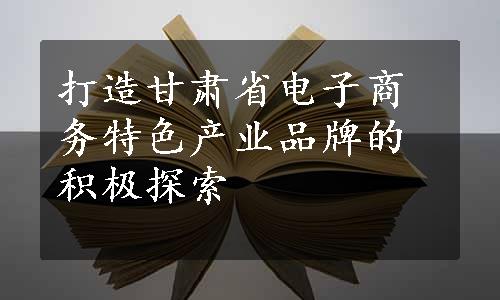 打造甘肃省电子商务特色产业品牌的积极探索