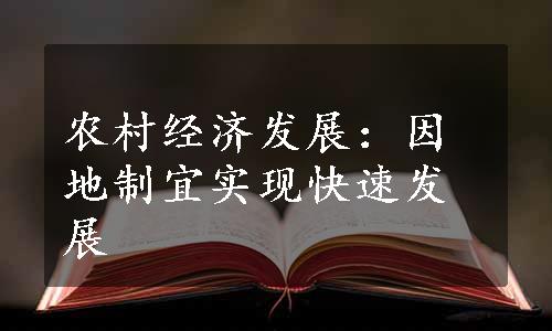 农村经济发展：因地制宜实现快速发展