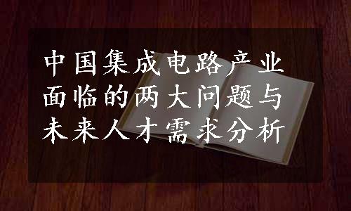 中国集成电路产业面临的两大问题与未来人才需求分析