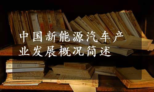 中国新能源汽车产业发展概况简述