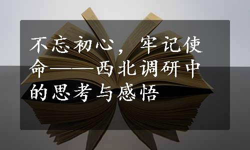 不忘初心，牢记使命——西北调研中的思考与感悟