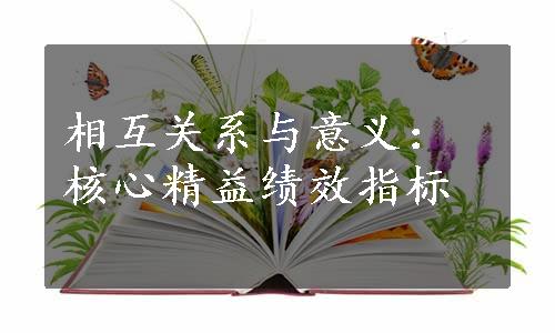 相互关系与意义：核心精益绩效指标