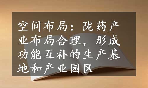 空间布局：陇药产业布局合理，形成功能互补的生产基地和产业园区