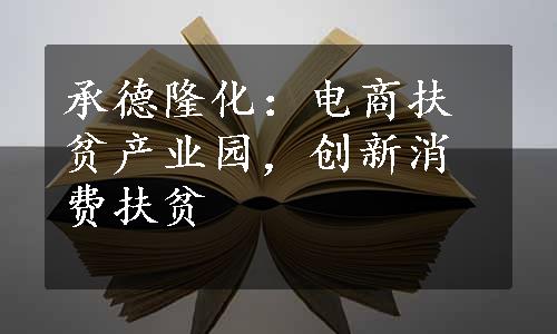 承德隆化：电商扶贫产业园，创新消费扶贫