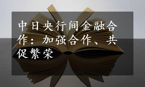 中日央行间金融合作：加强合作、共促繁荣