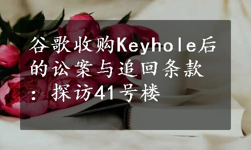 谷歌收购Keyhole后的讼案与追回条款：探访41号楼