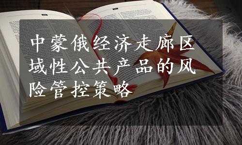 中蒙俄经济走廊区域性公共产品的风险管控策略