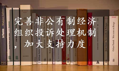 完善非公有制经济组织投诉处理机制，加大支持力度