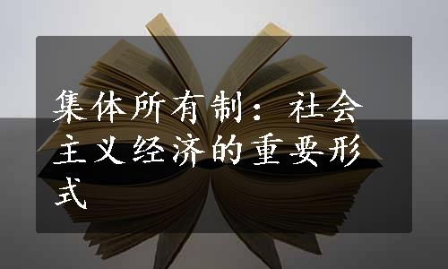 集体所有制：社会主义经济的重要形式