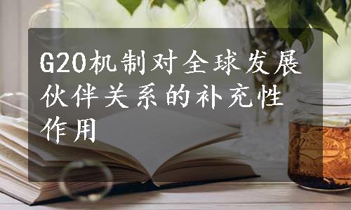 G20机制对全球发展伙伴关系的补充性作用