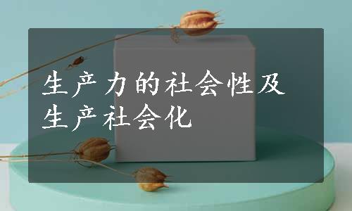 生产力的社会性及生产社会化