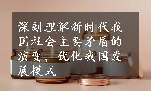 深刻理解新时代我国社会主要矛盾的演变，优化我国发展模式