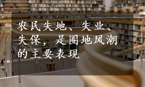 农民失地、失业、失保，是圈地风潮的主要表现