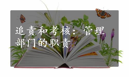 追责和考核：管理部门的职责