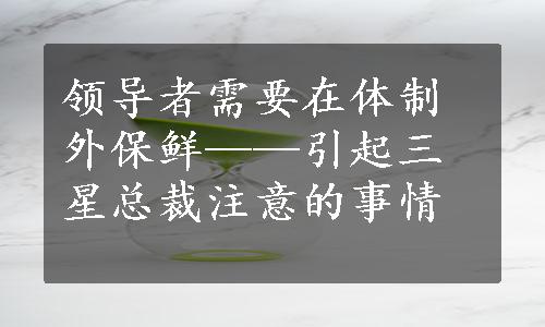 领导者需要在体制外保鲜——引起三星总裁注意的事情