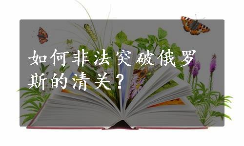 如何非法突破俄罗斯的清关？