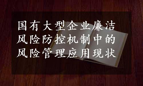 国有大型企业廉洁风险防控机制中的风险管理应用现状